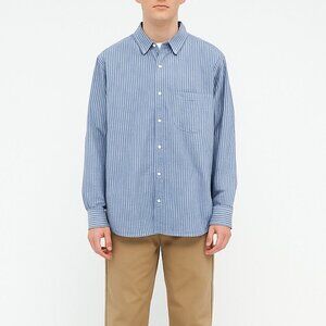Vans Medium 100% Cotton Blue Striped Button-Up Shirt